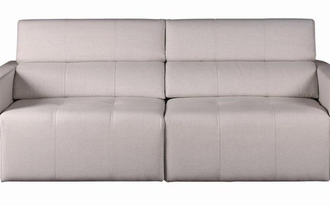 O sofá retrátil Sierra, da linha Fragmentos, conta com encostos reclináveis. Com 1,92 x 1,18 x 0,90 m, tem estrutura de madeira maciça. Sierra Maison SP, R$ 8.990