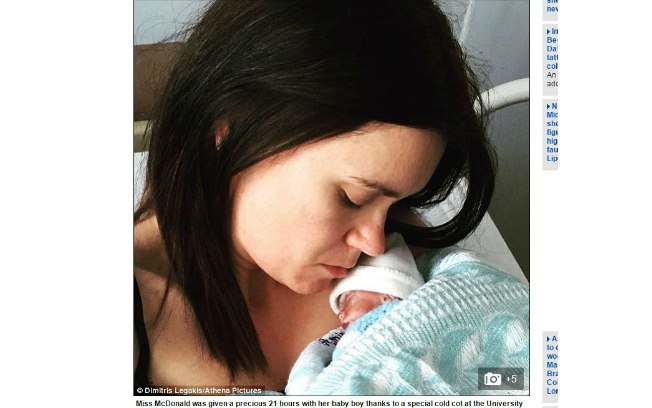 Depois de dar à luz a um bebê que morreu segundos depois do nascimento, Amy e seu noivo foram autorizados a ficar 21 horas com o filho