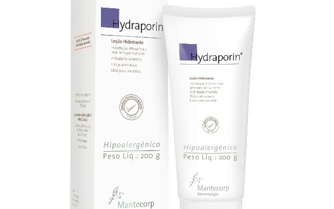Loção hidratante Hydraporin (Mantecorp): formulada com ativos emolientes e umectantes, hidrata por 24h e mantém o pH fisiológico da pele. R$ 54 (120 g) e R$ 75 (200 g)